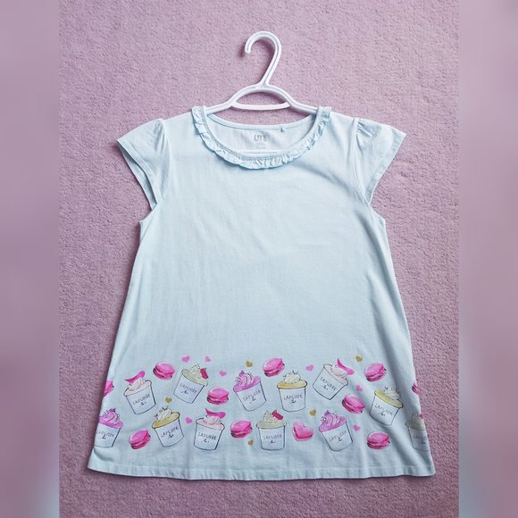 Uniqlo x Ladurée - Pastel Blue Short Sleeve Top - Picture 1 of 5